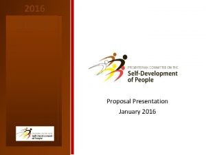 2016 SDOP Proposal Presentation January 2016 2016 SDOP