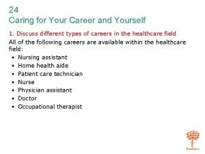 Chapter 31 caring for your career and yourself