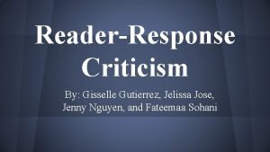 Tenets of reader response theory
