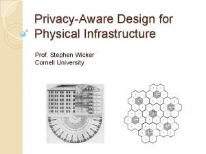 PrivacyAware Design for Physical Infrastructure Prof Stephen Wicker