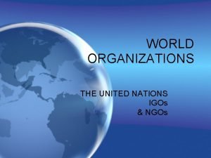 WORLD ORGANIZATIONS THE UNITED NATIONS IGOs NGOs THE