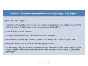 National Curriculum Requirements of Computing at Key Stage