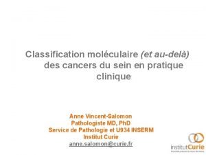 Classification molculaire et audel des cancers du sein