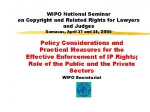 WIPO National Seminar on Copyright and Related Rights