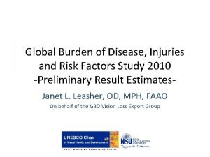 Global Burden of Disease Injuries and Risk Factors