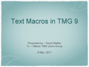 Tmgmacro Tmgmacro