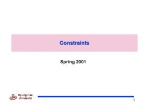 Constraints Spring 2001 Kyung Hee University 1 Graphical
