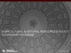 AGRICULTURAL NATURAL RESOURCES POLICY INTERNSHIP PROGRAM ANRP TAMU