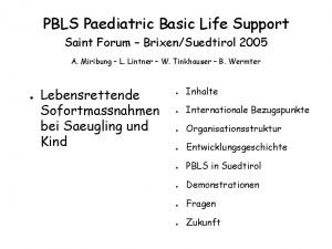 PBLS Paediatric Basic Life Support Saint Forum BrixenSuedtirol