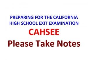 California high school exit examination