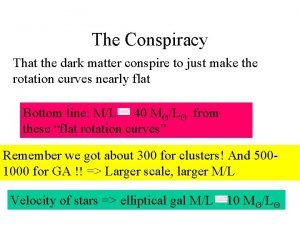 The Conspiracy That the dark matter conspire to