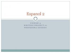 Espanol 2 UNIDAD 4 WRITING PROJECT 1 PROFESORA