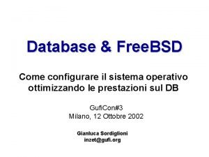 Database Free BSD Come configurare il sistema operativo