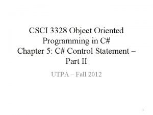 C# object oriented programming