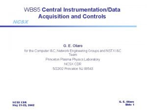 WBS 5 Central InstrumentationData Acquisition and Controls NCSX