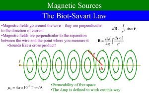 Magnetic Sources The BiotSavart Law Magnetic fields go
