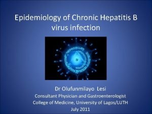 Epidemiology of Chronic Hepatitis B virus infection Dr