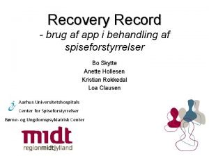 Recovery Record brug af app i behandling af