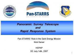Panoramic survey telescope and rapid response system