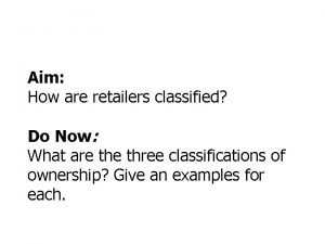 Classification of retailers