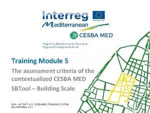 Training design example Training design example