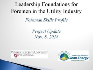 Leadership Foundations for Foremen in the Utility Industry