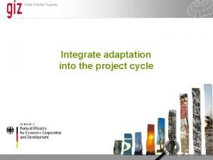 Integrate adaptation into the project cycle Seite Imprint