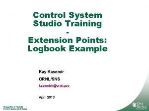 Control System Studio Training Extension Points Logbook Example