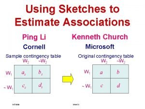 Using Sketches to Estimate Associations Ping Li Kenneth