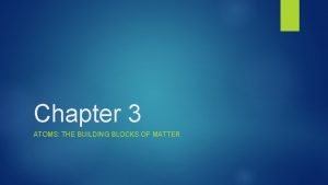 Chapter 3 ATOMS THE BUILDING BLOCKS OF MATTER