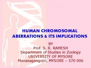 HUMAN CHROMOSOMAL ABERRATIONS ITS IMPLICATIONS BY Prof S