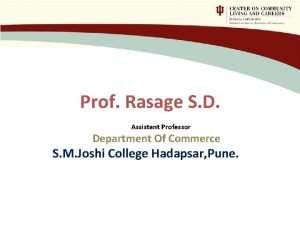 Prof Rasage S D Assistant Professor Department Of