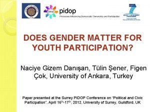 DOES GENDER MATTER FOR YOUTH PARTICIPATION Naciye Gizem