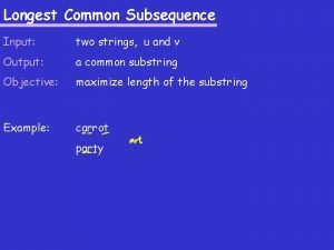 Longest Common Subsequence Input two strings u and
