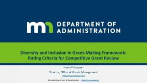 Diversity and Inclusion in GrantMaking Framework Rating Criteria