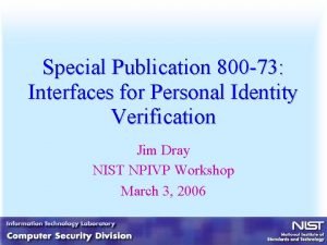 Nist 800-73 Nist 800-73