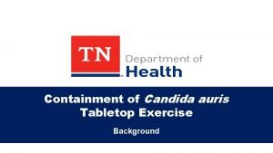 Containment of Candida auris Tabletop Exercise Background Why
