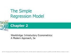 The Simple Regression Model Chapter 2 Wooldridge Introductory