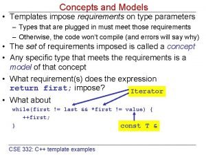 Concepts and Models Templates impose requirements on type