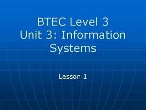 Unit 3 information systems