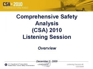 Comprehensive safety analysis