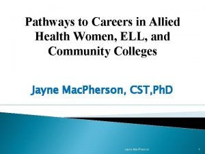 Pathways to Careers in Allied Health Women ELL