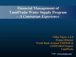 Financial Management of Tamil Nadu Water Supply Program