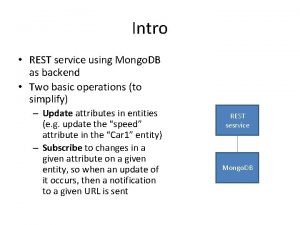 Intro REST service using Mongo DB as backend