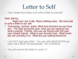 Letter to self assignment