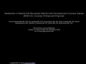 Reinfarction in Patients with Myocardial Infarction with Nonobstructive