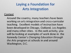 Laying a Foundation for Arts Integration Context Around