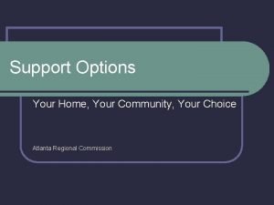 Support Options Your Home Your Community Your Choice