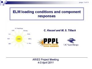 page 1 of 9 ELM loading conditions and
