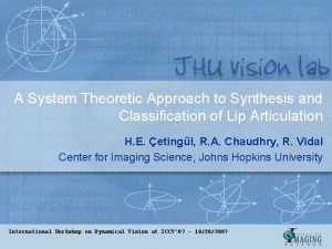 A System Theoretic Approach to Synthesis and Classification